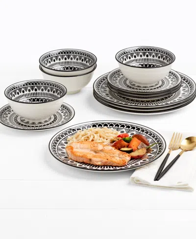 Haven Marquesa 12 Pc. Dinnerware Set, Service For 4 In Black