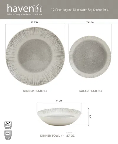Haven Laguna 12 Pc. Dinnerware Set, Service For 4 In Gray
