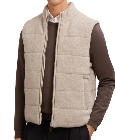 Reiss Otley Sleeveless Zip Through Ribbed Gilet Vest In Brown