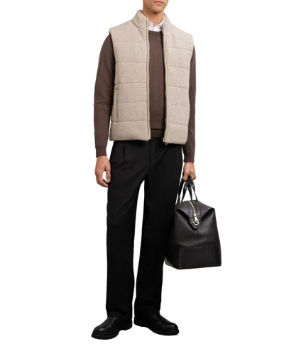 Reiss Otley Sleeveless Zip Through Ribbed Gilet Vest In Brown