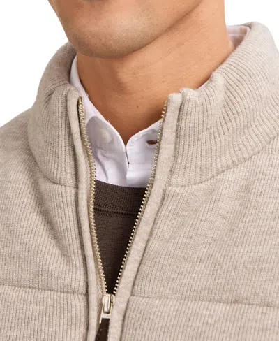 Reiss Otley Sleeveless Zip Through Ribbed Gilet Vest In Brown