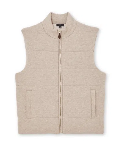 Reiss Otley Sleeveless Zip Through Ribbed Gilet Vest In Brown