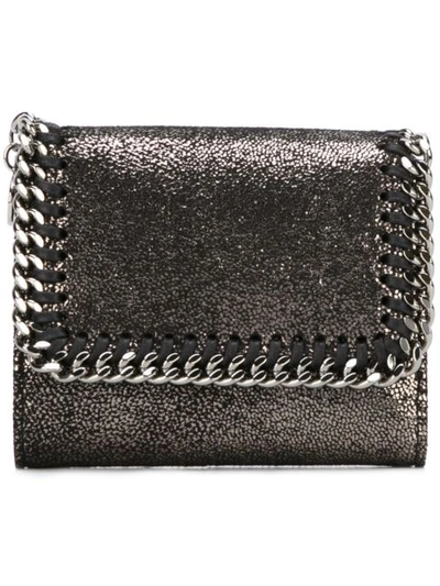Stella Mccartney Mini Falabella Flap Wallet In Metallic