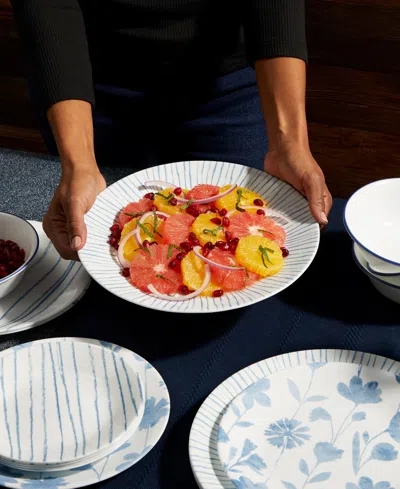 Corelle Botanical Stripes 32 Pc. Dinnerware Set, Service For 8 In Blue