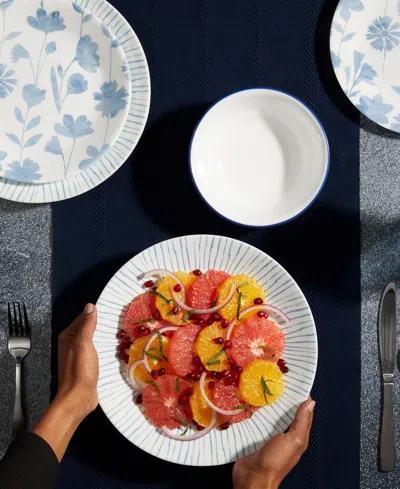 Corelle Botanical Stripes 32 Pc. Dinnerware Set, Service For 8 In Blue