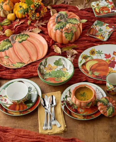 Certified International Harvest Fields 4-pc. Ceramic Dinner Plate In Orange