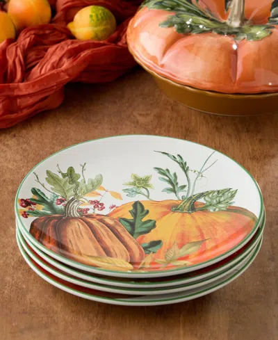 Certified International Harvest Fields 4-pc. Ceramic Dinner Plate In Orange