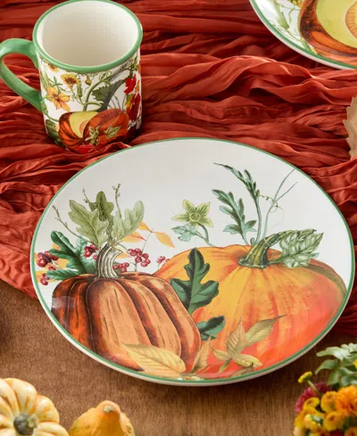 Certified International Harvest Fields 4-pc. Ceramic Dinner Plate In Orange