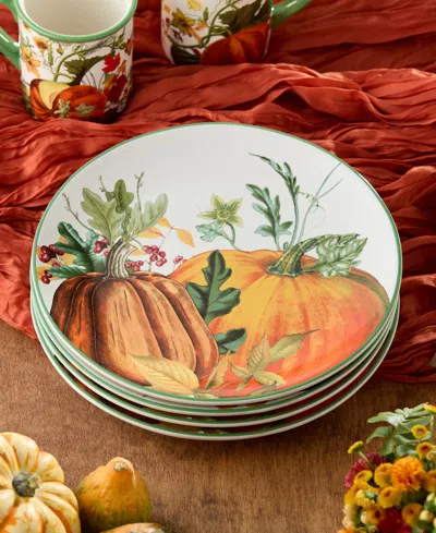 Certified International Harvest Fields 4-pc. Ceramic Dinner Plate In Orange