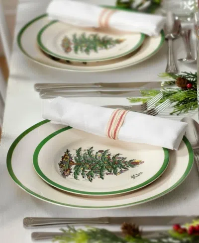 Spode Set Of 4 Christmas Tree Dinner Plates In Multi