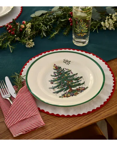 Spode Set Of 4 Christmas Tree Dinner Plates In Multi