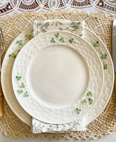 Belleek Pottery Shamrock Dinner Plate In Multi