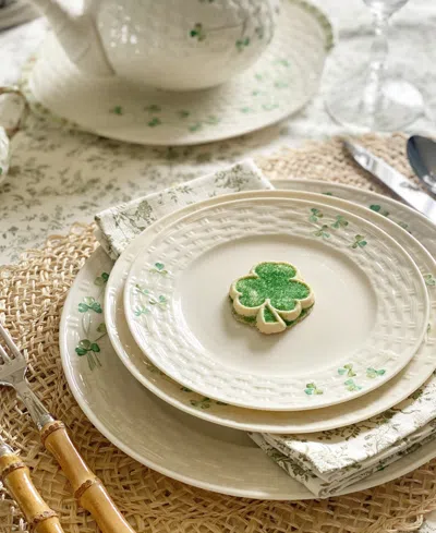 Belleek Pottery Shamrock Dinner Plate In Multi
