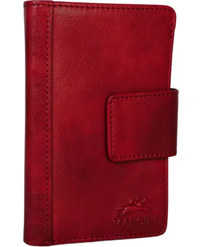 Mancini Pelle D'oro Rfid Secure Snap Trifold Wallet In Red
