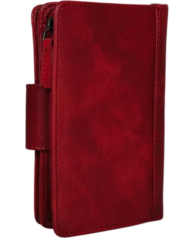 Mancini Pelle D'oro Rfid Secure Snap Trifold Wallet In Red