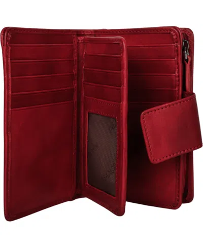 Mancini Pelle D'oro Rfid Secure Snap Trifold Wallet In Red