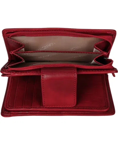 Mancini Pelle D'oro Rfid Secure Snap Trifold Wallet In Red