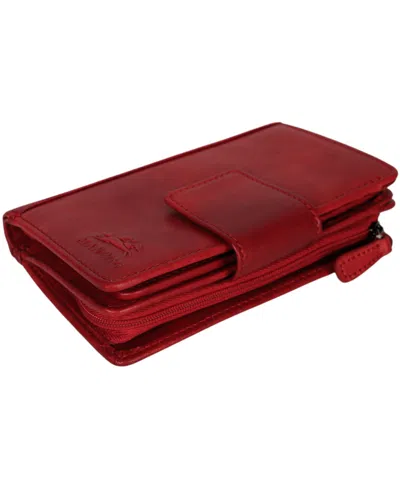 Mancini Pelle D'oro Rfid Secure Snap Trifold Wallet In Red