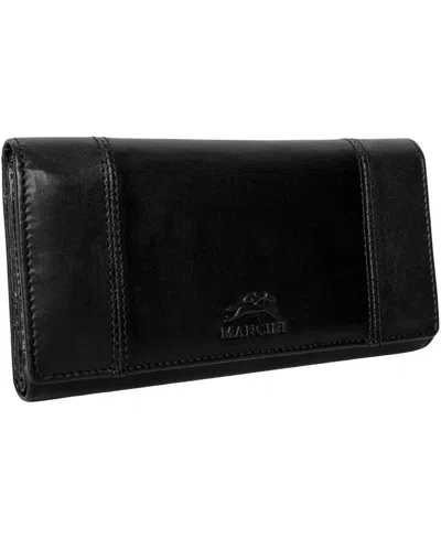 Mancini Pelle D'oro Rfid Secure Quad Fold Wallet In Black