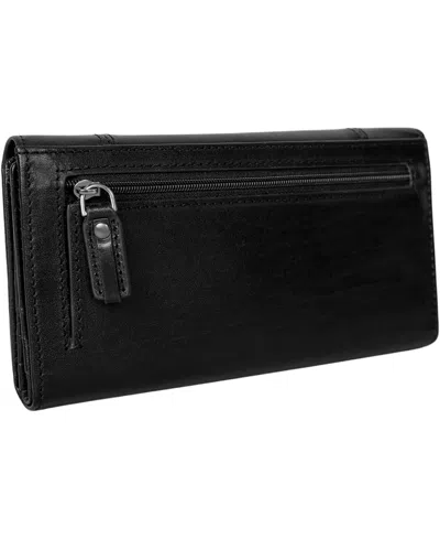 Mancini Pelle D'oro Rfid Secure Quad Fold Wallet In Black