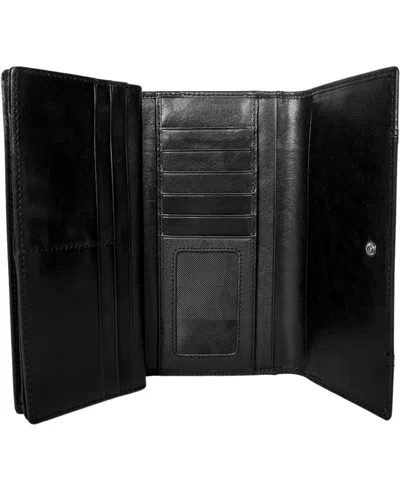 Mancini Pelle D'oro Rfid Secure Quad Fold Wallet In Black