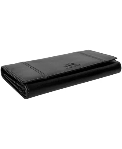Mancini Pelle D'oro Rfid Secure Quad Fold Wallet In Black