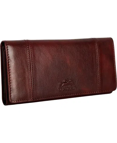 Mancini Pelle D'oro Rfid Secure Quad Fold Wallet In Brown