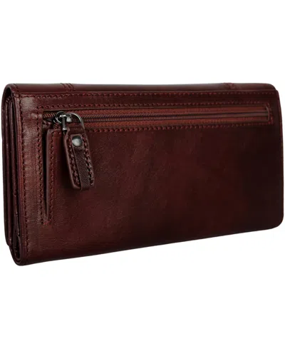 Mancini Pelle D'oro Rfid Secure Quad Fold Wallet In Brown