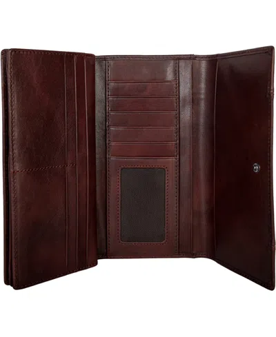 Mancini Pelle D'oro Rfid Secure Quad Fold Wallet In Brown