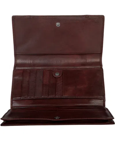 Mancini Pelle D'oro Rfid Secure Quad Fold Wallet In Brown
