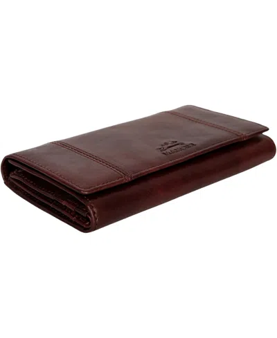 Mancini Pelle D'oro Rfid Secure Quad Fold Wallet In Brown