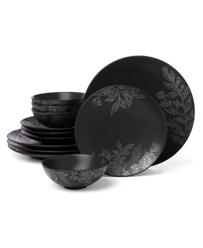 Oneida Roseto 12-piece Dinnerware Set In Black