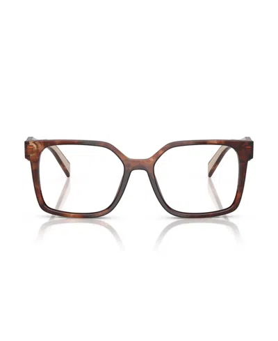 Prada 54mm Rectangle Optical Glasses In Brown