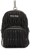 MIU MIU Black Leather Mini Matelassé Backpack