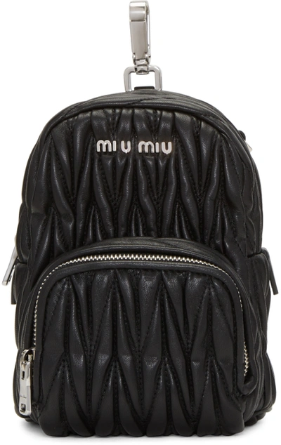 Shop Miu Miu Black Leather Mini Matelassé Backpack