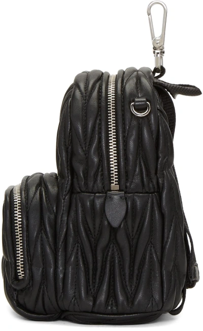 Shop Miu Miu Black Leather Mini Matelassé Backpack