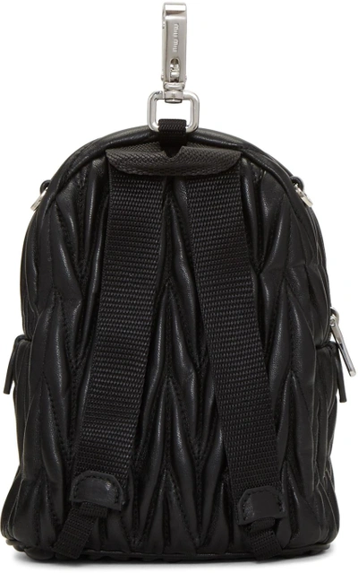 Shop Miu Miu Black Leather Mini Matelassé Backpack