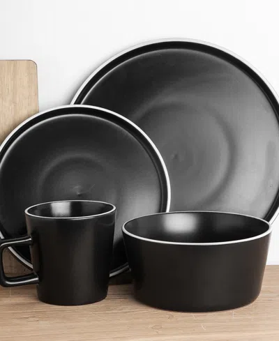 Stone Lain Allison Stoneware 32-piece Dinnerware Set In Black