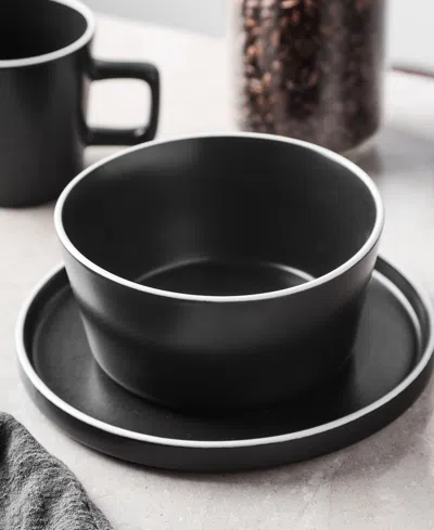 Stone Lain Allison Stoneware 32-piece Dinnerware Set In Black