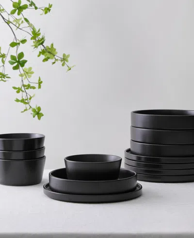 Stone Lain Celina 12pc Stoneware Dinnerware Set In Black