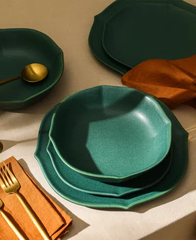 Stone Lain Baskerville 12pc Stoneware Dinnerware Set In Green