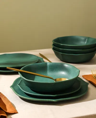 Stone Lain Baskerville 12pc Stoneware Dinnerware Set In Green