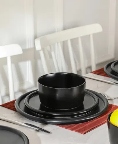 Stone Lain Eden Stoneware 24-piece Dinnerware Set In Black
