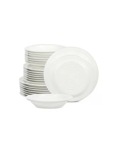 Stone Lain Orbit Stoneware 24-piece Dinnerware Set With Pasta Bowls In White