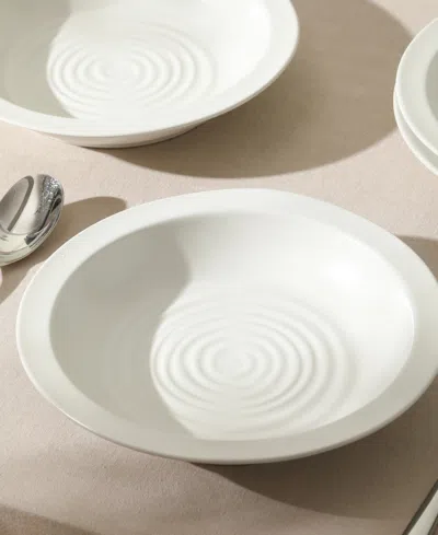 Stone Lain Orbit Stoneware 24-piece Dinnerware Set With Pasta Bowls In White