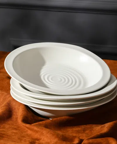 Stone Lain Orbit Stoneware 24-piece Dinnerware Set With Pasta Bowls In White