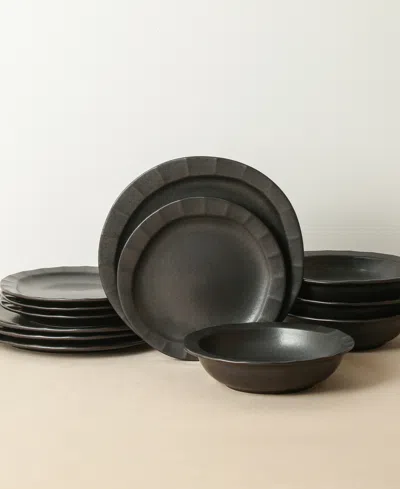 Stone Lain Oasis 12 Pc. Dinnerware Set, Service For 4 In Black