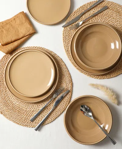 Earth & Clay Harmony 12pc Stoneware Dinnerware Set In Brown
