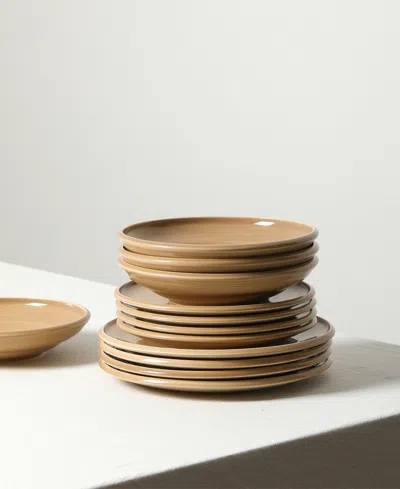 Earth & Clay Harmony 12pc Stoneware Dinnerware Set In Brown