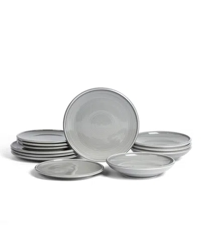 Earth & Clay Harmony 12pc Stoneware Dinnerware Set In Gray